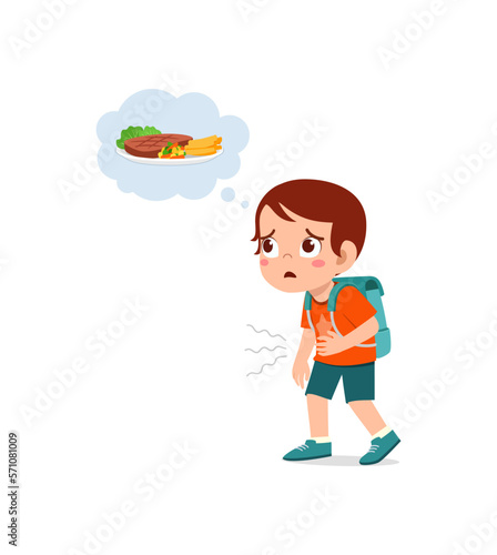 little kid go to school skip breakfast and feel hungry