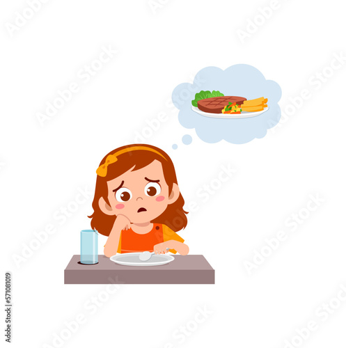 little kid feel hungry waiting the food