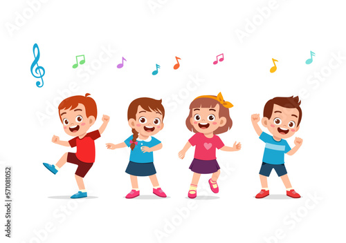 little kid dance with friend and feel happy