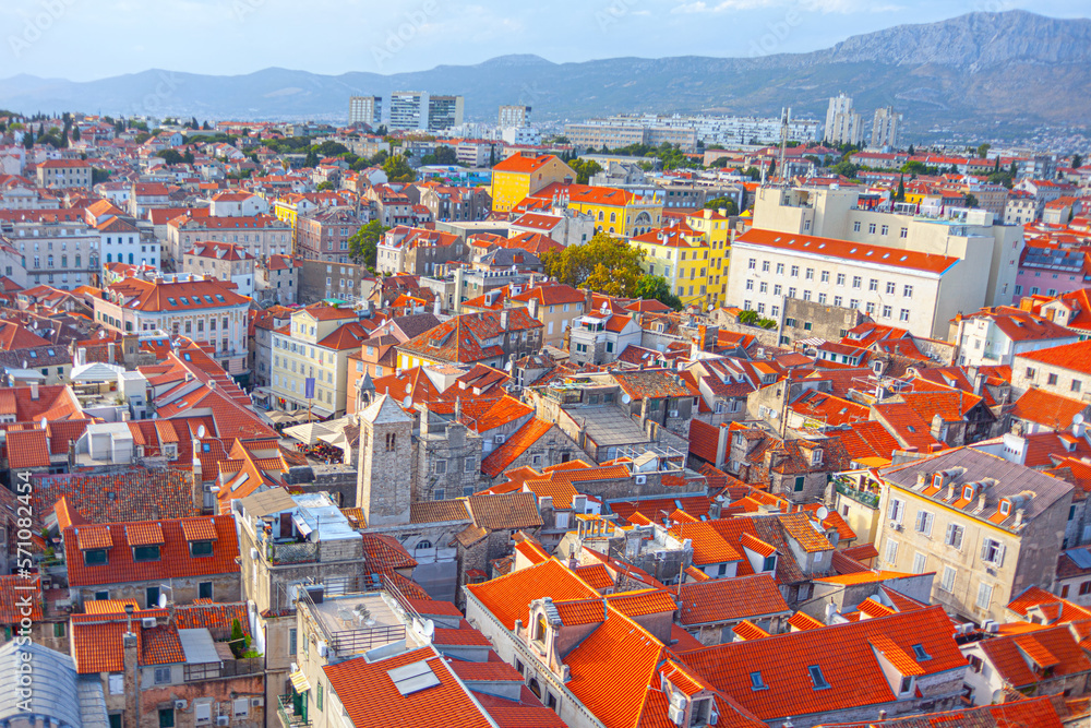 Split City in Croatia aerial view . Downtown with old architecture