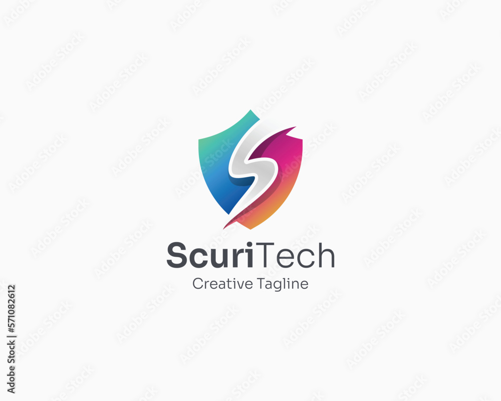 Creative security technology logo gradient Creative security technology logo gradient