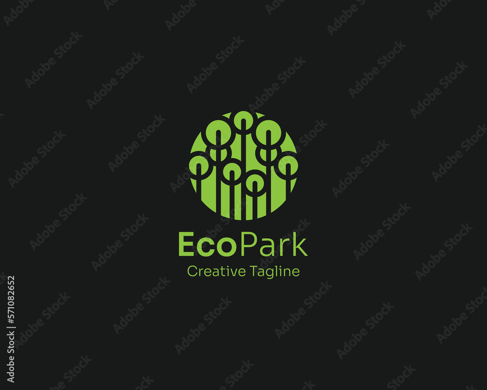 Green tree with circle leaf logo Green tree with circle leaf logo