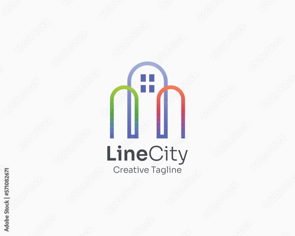 Simple colorful line city logo Simple colorful line city logo