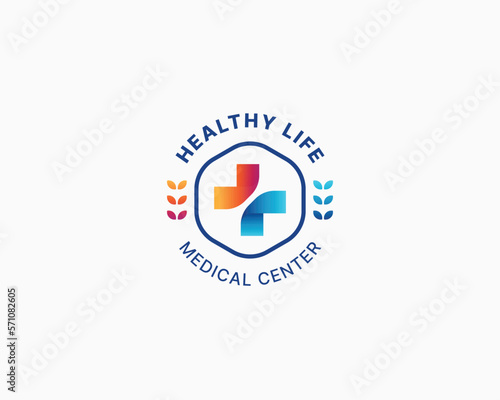 Creative cross health logo gradient
