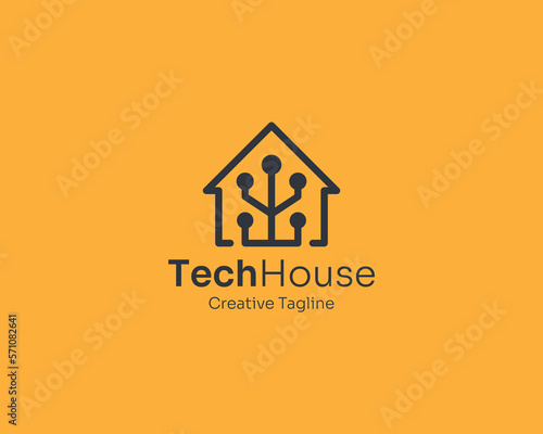 Creative technology modern house logo