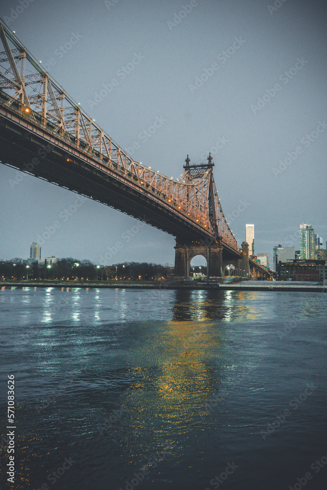 Queensboro Bridge in New York City at night. 