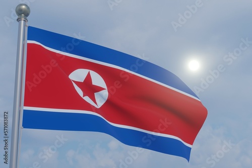 National Flag in the Wind  -North Korea