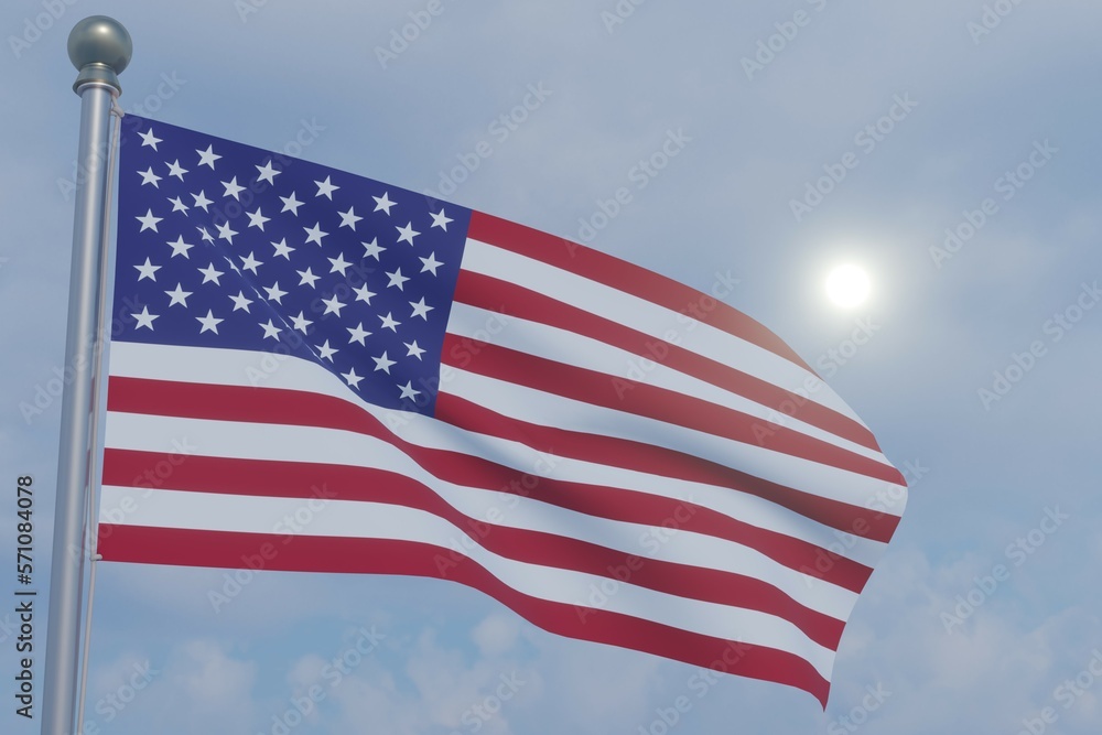 National Flag in the Wind  -The United States