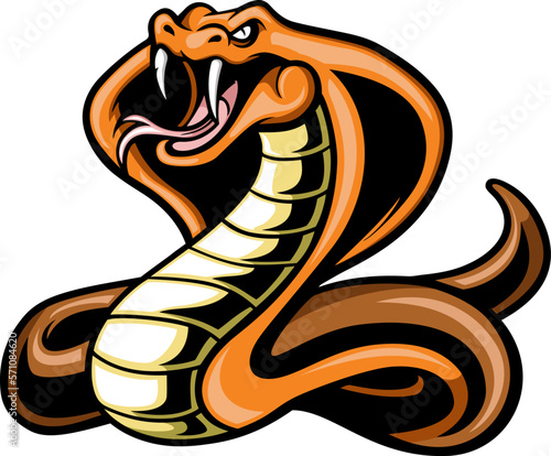 Cute king cobra snake on white background