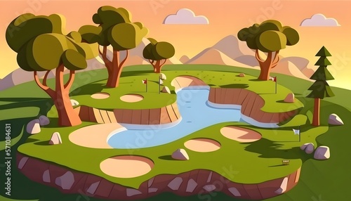 a golf course illustration was drawn for children's book