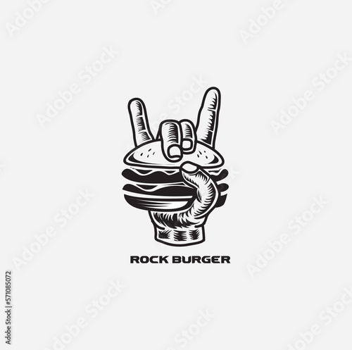 burger rock hand logo 