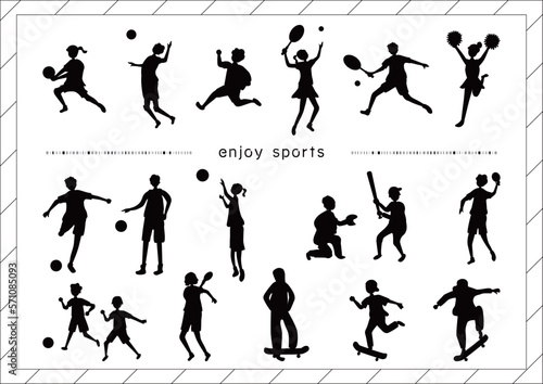 人物シルエット　様々なスポーツセット	