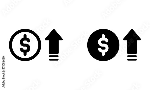money with arrow up icon vector