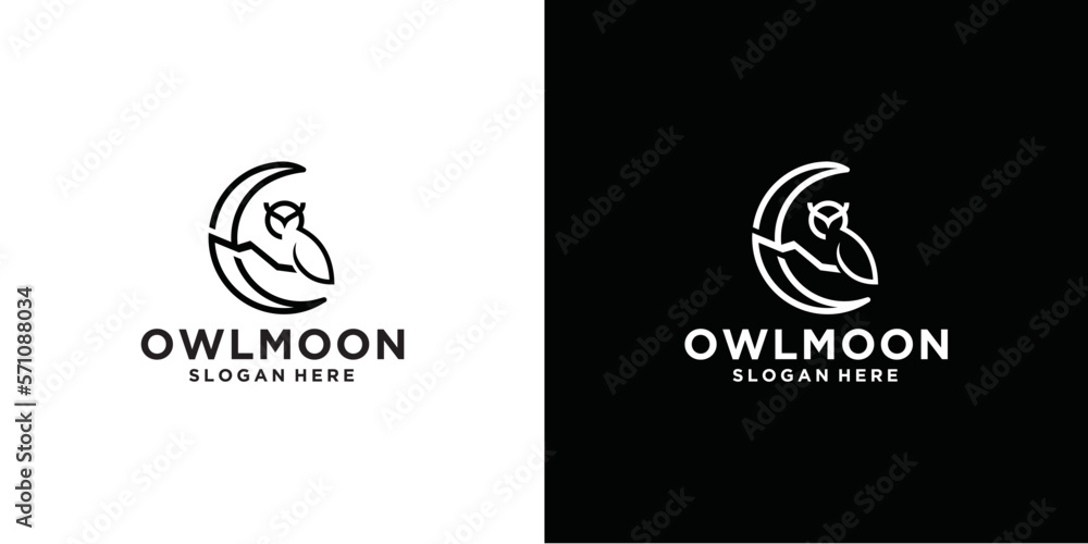moon owl logo design vector illustration, combination of owl and moon moon owl logo design vector illustration, combination of owl and moon