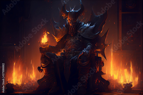 Evil satan king of hell, hades style ruler of hell. AI generated photo