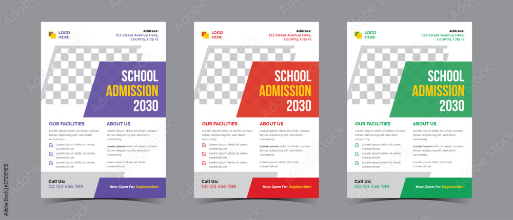 Admission flyer template design for online school kid's education