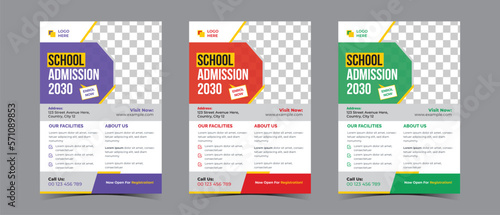 Admission flyer template design for online school kid's education