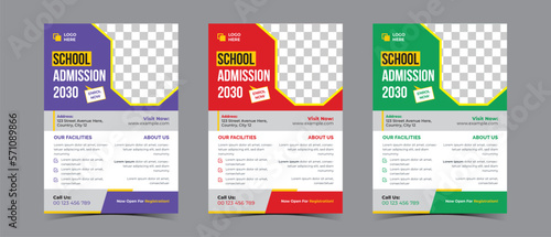 Admission flyer template design for online school kid's education