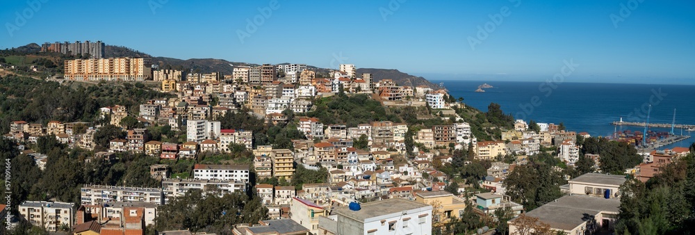 View of the buildings and streets of Skikda, North Algeria
