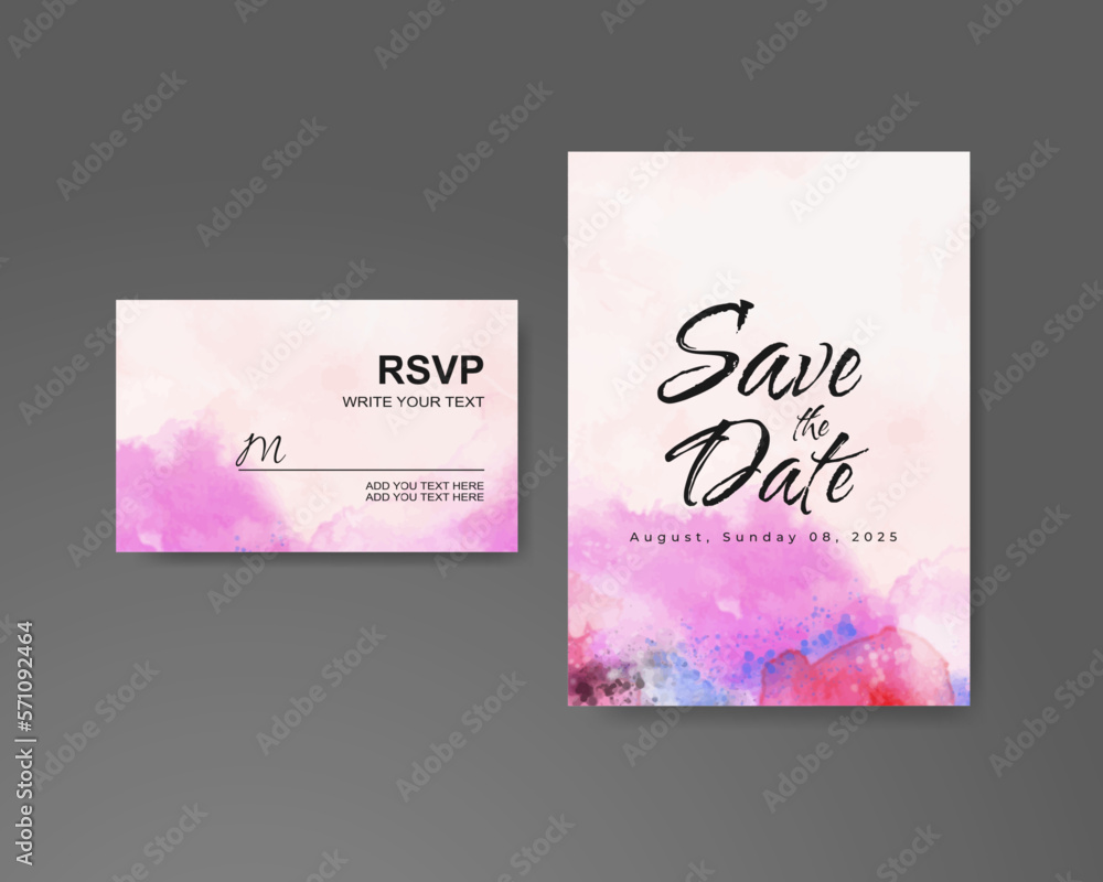 Fototapeta premium Wedding invitation with abstract watercolor background
