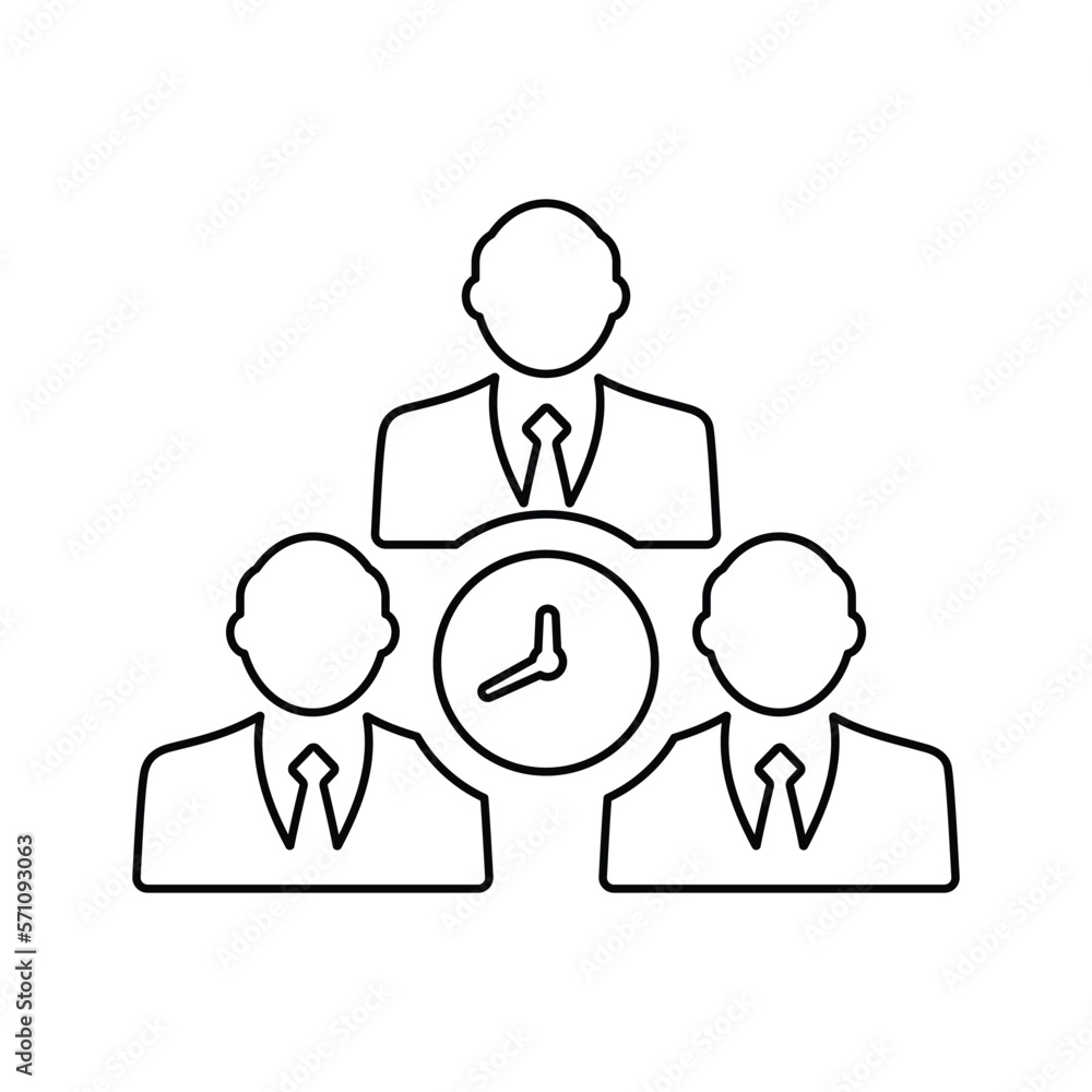 Meeting Time icon. Vector illustration. Line symbol. Meeting Time icon. Vector illustration. Line symbol.