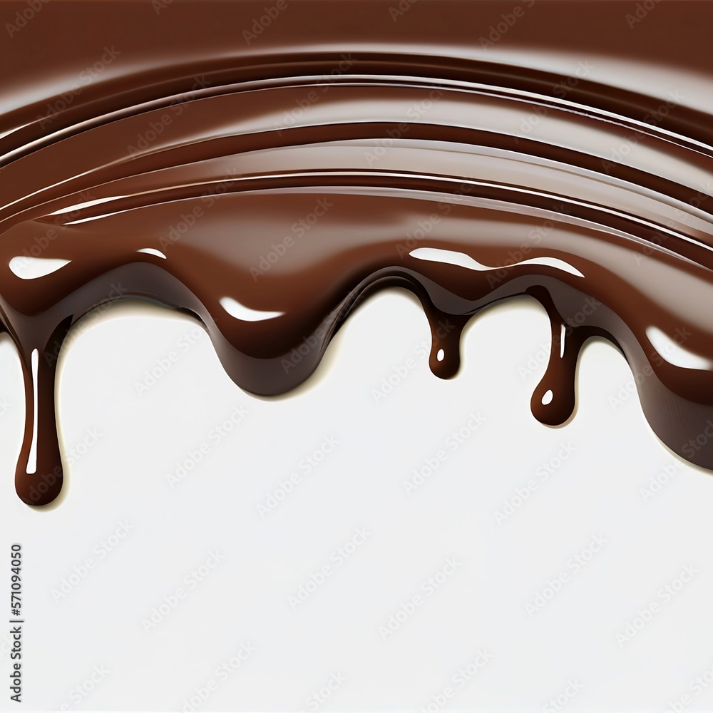 Chocolate melting liquid and flowing from top canvas border. Generative Ai Chocolate melting liquid and flowing from top canvas border. Generative Ai