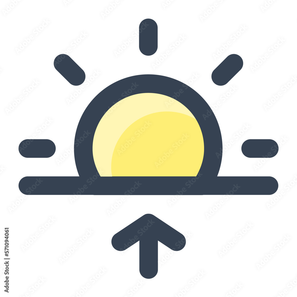 Sunrise in yellow filled color icon. Sun, sunny, sunshine, sunlight, morning, dawn, summer, hot, weather Sunrise in yellow filled color icon. Sun, sunny, sunshine, sunlight, morning, dawn, summer, hot, weather