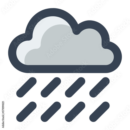 Cloud with heavy rain in gray filled color icon. Weather, rainstorm, forecast, climate