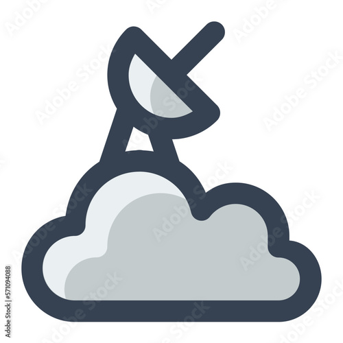 Climatology, Meteorology, Observatory Symbol. Cloud with Satellite Antenna Icon. Weather, Forecast Sign