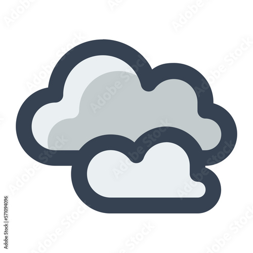 Clouds in gray filled color icon. Cloudy weather symbol