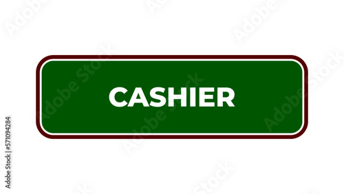 Cashier counter sign board plaque in hospital center, vector illustration in trendy style with matching green medical color. Tanda Loket Kasir. Editable graphic resources for many purposes.