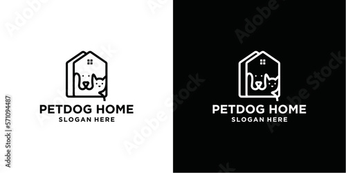 cat and dog house logo vector icon illustration