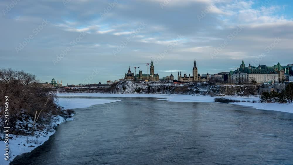 4k timelapse from Majors Hill Park in downtown Ottawa Canada with view to the historical buildings of the Canadian parliament and its surroundings at a cold but sunny day in winter. 4k timelapse from Majors Hill Park in downtown Ottawa Canada with view to the historical buildings of the Canadian parliament and its surroundings at a cold but sunny day in winter.