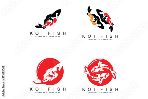 Koi Fish Logo Design, Ornamental Fish Vector, Aquarium Ornament Illustration Brand product