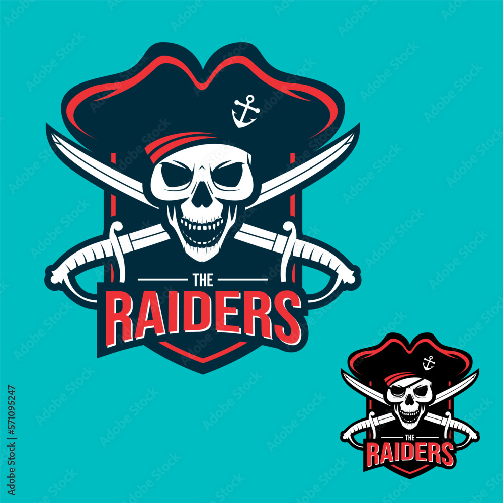 the Pirate Raiders symbol insignia for sport team or club, t-shirt graphic or any other purpose.