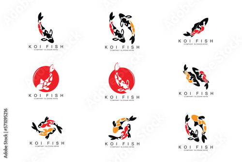 Koi Fish Logo Design, Ornamental Fish Vector, Aquarium Ornament Illustration Brand product