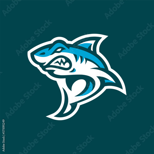 Shark cartoon mascot logo design, shark vector illustration