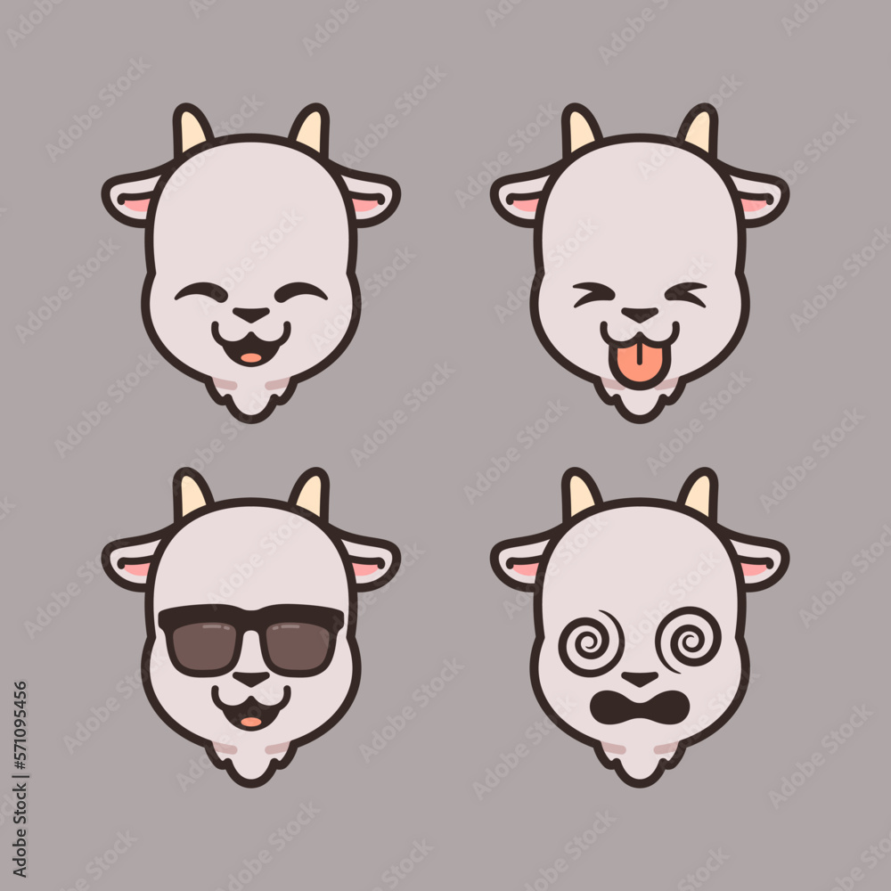 Set of Cute Goat Stickers