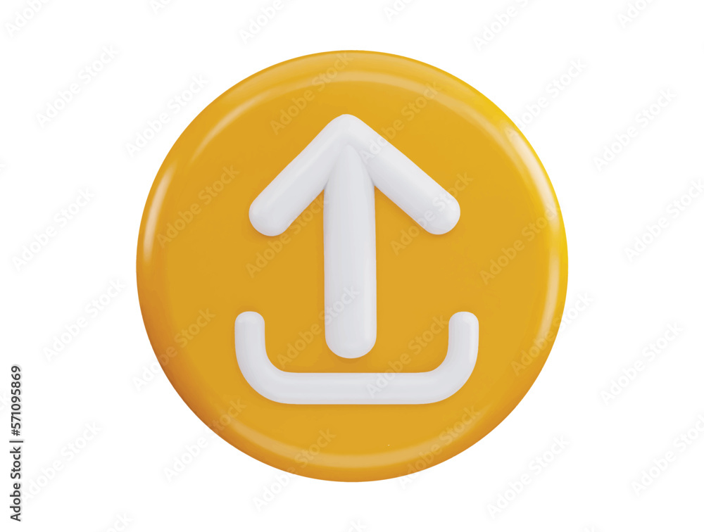 Upload up arrow button 3d rendering vector icon illustration Upload up arrow button 3d rendering vector icon illustration