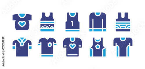 Shirt icon set. Duotone color. Vector illustration. Containing t shirt, shirt, sport shirt, polo shirt, football shirt, tshirt