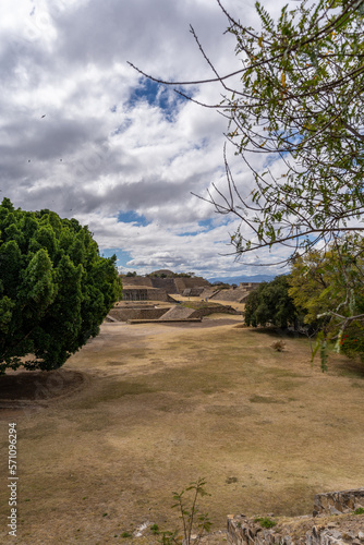 Beautiful view of the ancient ruins of the Mayan city of Monte Alban.