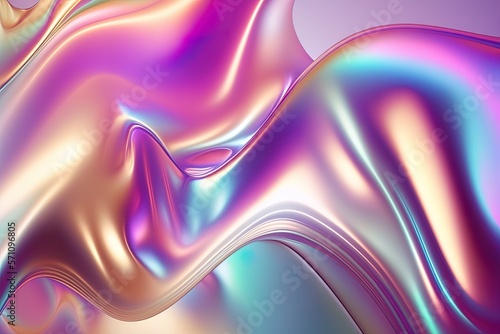 Holographic liquid background. Holograph color texture with foil effect. Halographic iridescent backdrop. Pearlescent gradient for design prints. Rainbow metal. Generative ai
