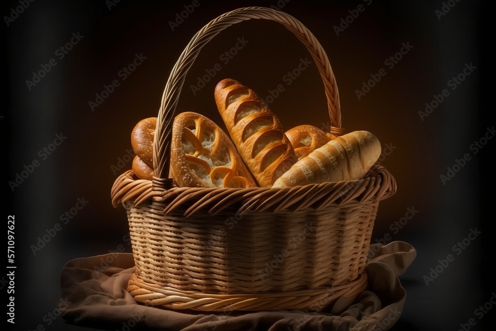 basket of baguette with Generative AI