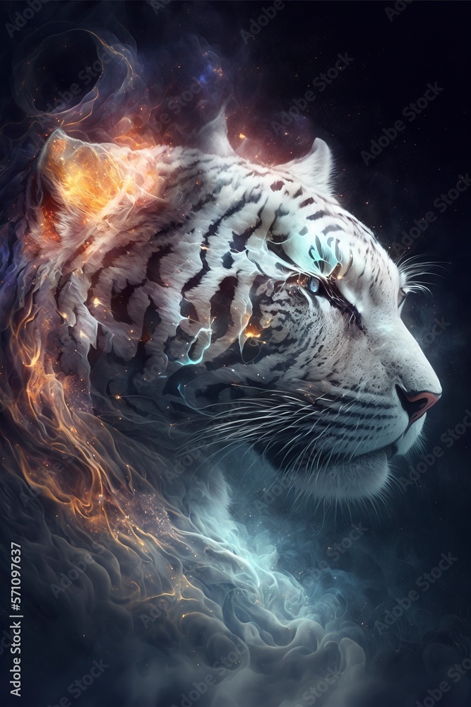 tiger galaxies, spirals, space with Generative AI tiger galaxies, spirals, space with Generative AI