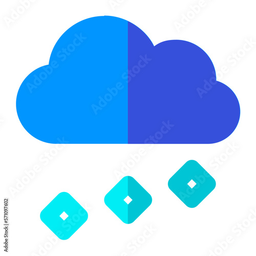 Hail in flat icon. Cloud, rain, storm, ice, hailstone, weather