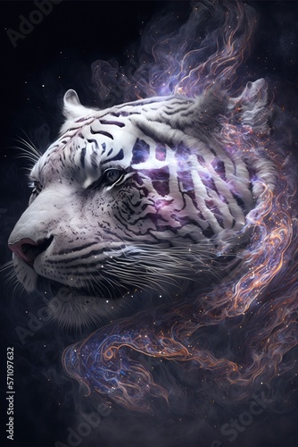 tiger galaxies, spirals, space with Generative AI © vuang