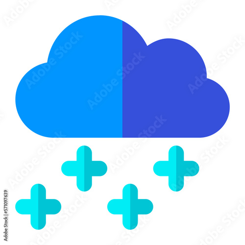 Winter season in flat icon. Snowflakes, snowfall, cloud, cold, season, weather, forecast