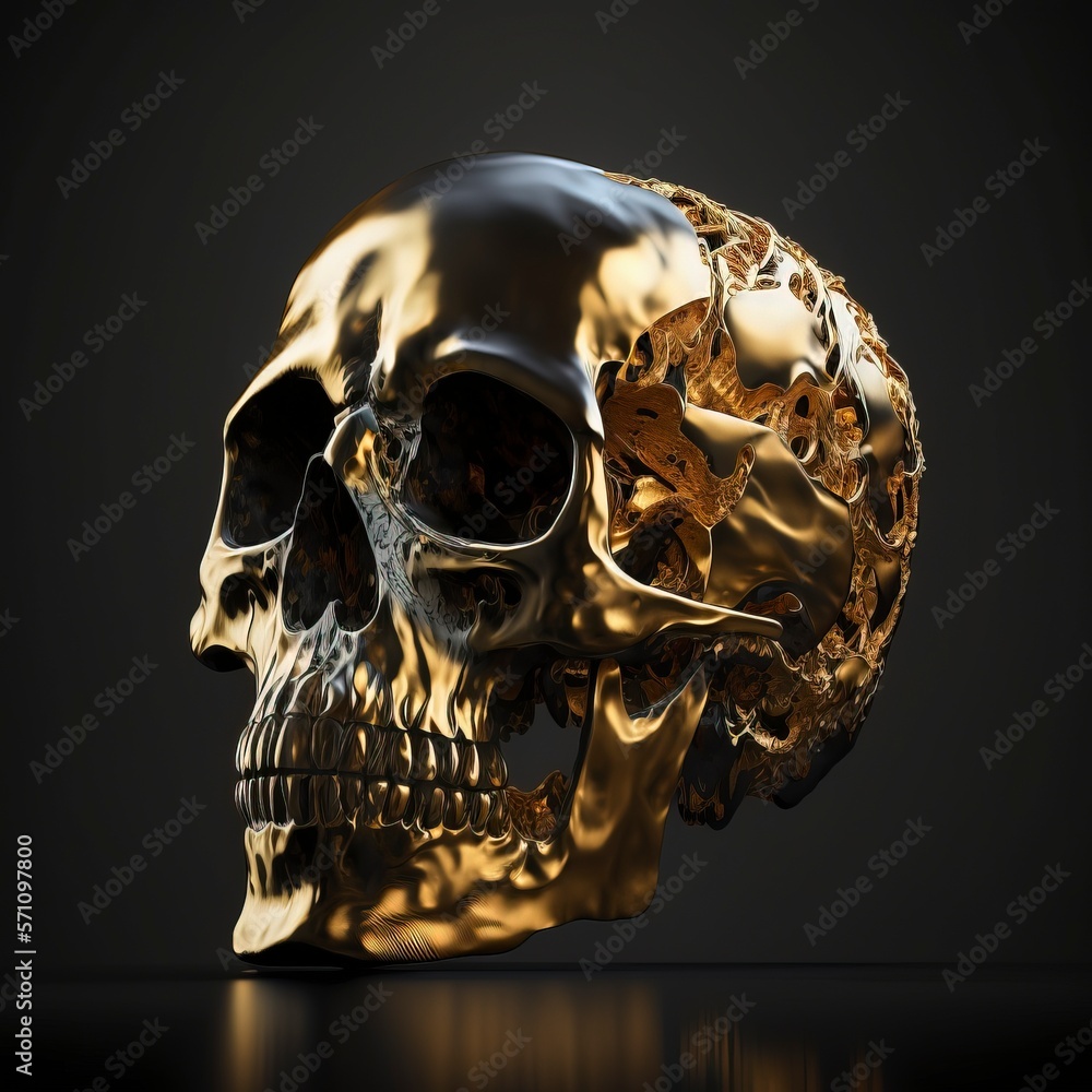 Golden skull with Generative AI Golden skull with Generative AI