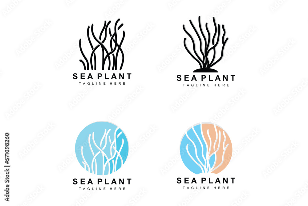 Seaweed Logo, Sea Plants Vector Design, Grocery And Nature Protection Seaweed Logo, Sea Plants Vector Design, Grocery And Nature Protection