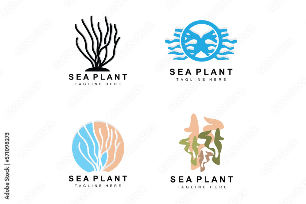 Seaweed Logo, Sea Plants Vector Design, Grocery And Nature Protection Seaweed Logo, Sea Plants Vector Design, Grocery And Nature Protection